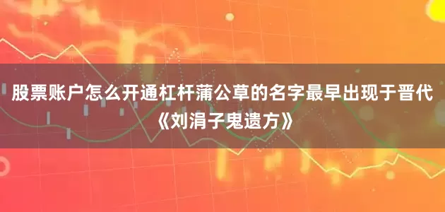 股票账户怎么开通杠杆蒲公草的名字最早出现于晋代《刘涓子鬼遗方》